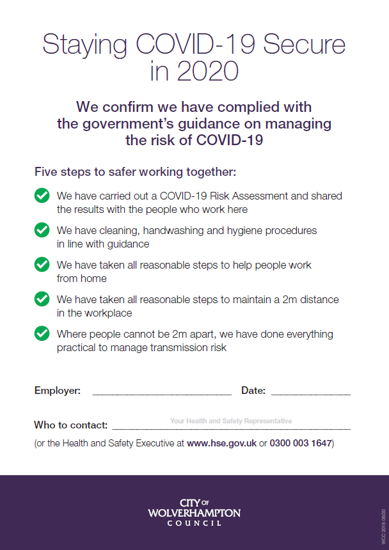 Picture of COVID Secure Certificate