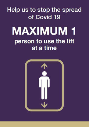 Picture of COVID Maximum of 1 person in the lift Sign